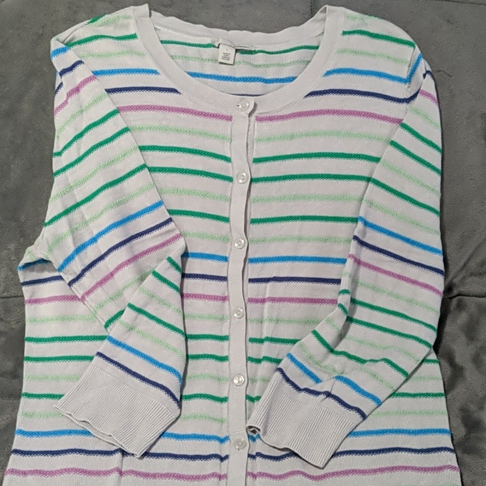 Halogen Multi-color Striped Cardigan